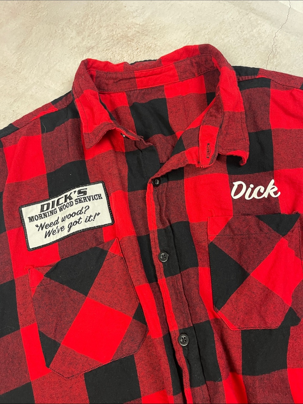 Men's Red & Black Buffalo Plaid Sleeveless Work Shirt -
